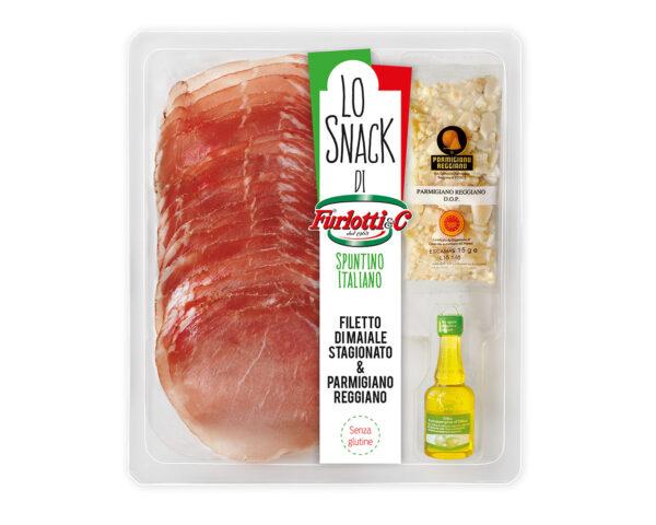 Filetto di maiale stagionato e scaglie di parmigiano - 10x100g