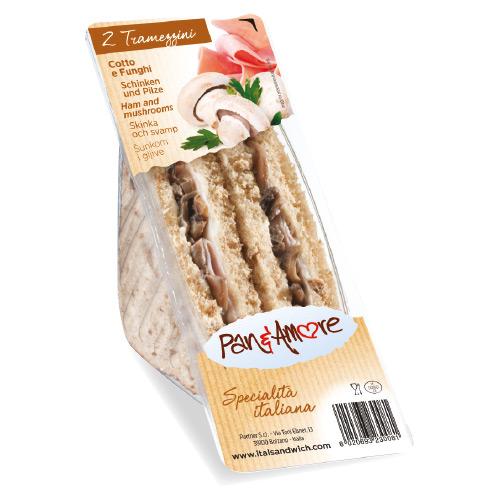 sándwich integral de jamón y champiñones - 6x130g