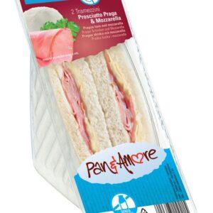 tramezzino sin lactosa con jamón de Praga y mozzarella - 6x135g