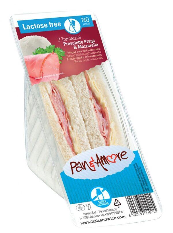 tramezzino sem lactose com presunto e mozzarella de Praga - 6x135g