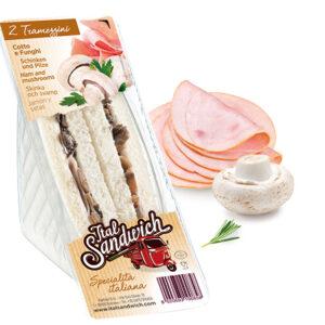 duplo tramezzino com presunto cozido e cogumelos - 6x150g